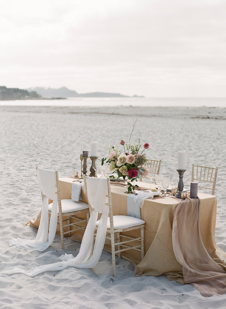Ghost White Silk Table Runner