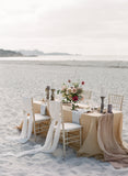 Ghost White Silk Table Runner