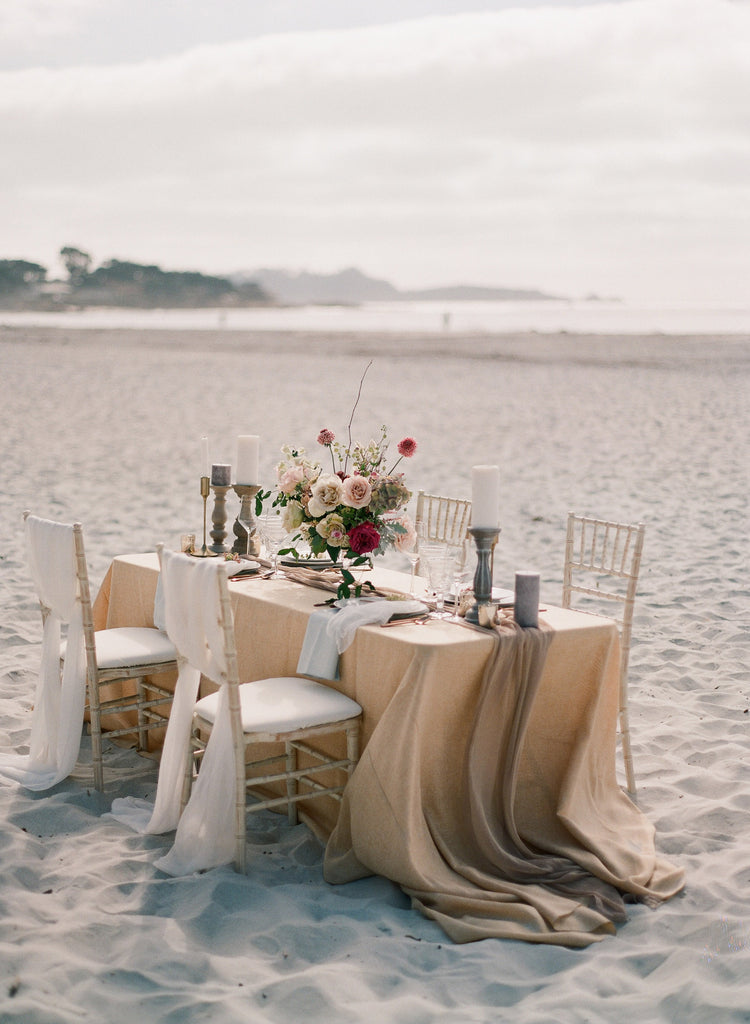 Ghost White Silk Table Runner