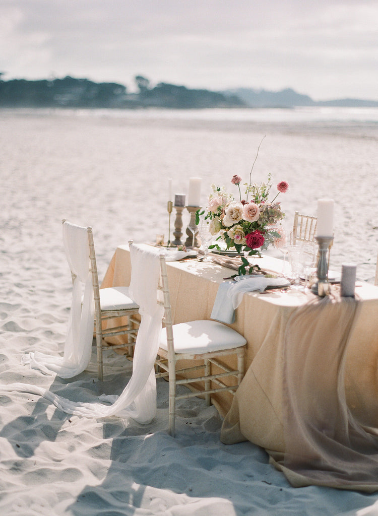 Ghost White Silk Table Runner