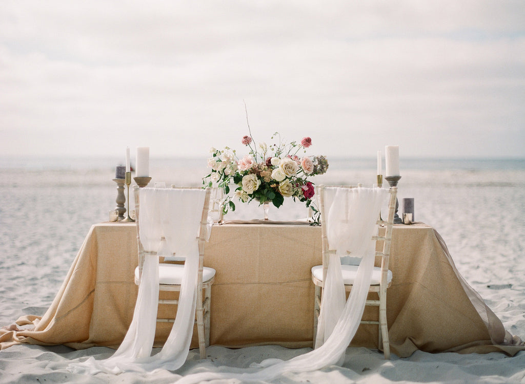Ghost White Silk Table Runner