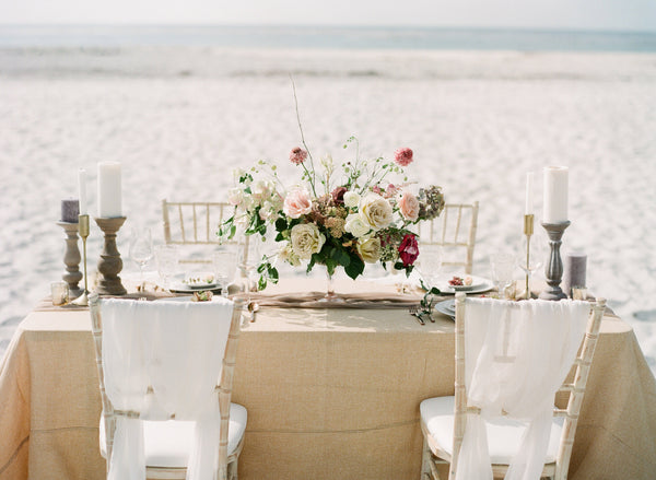 Ghost White Silk Table Runner