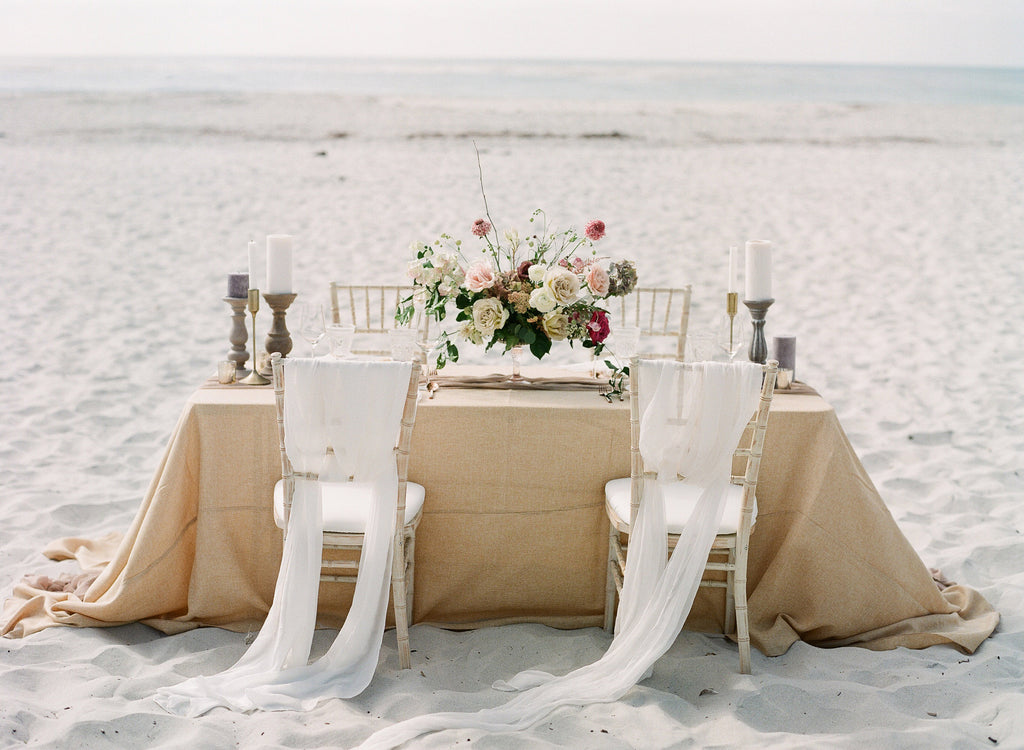 Ghost White Silk Table Runner