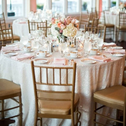 White Sequin Tablecloth custom sizes available - Partycrushstudio