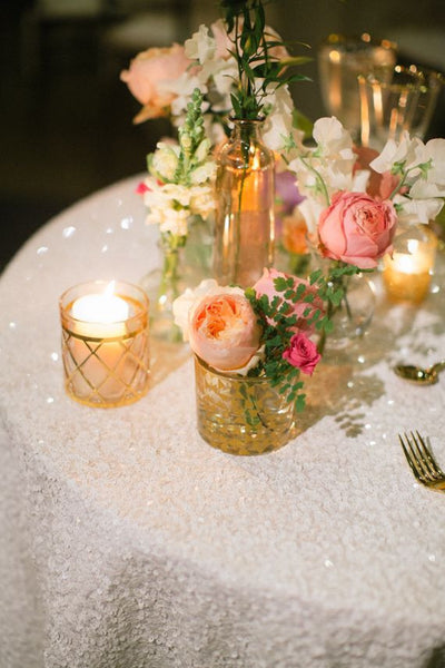 White Sequin Tablecloth custom sizes available - Partycrushstudio